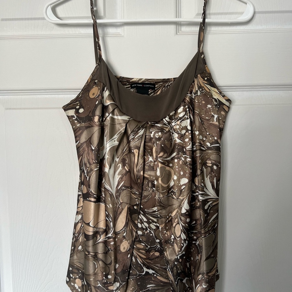🤎 Vintage New York & Company Silky Print Cami – Size XS ✨